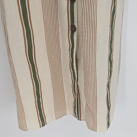 Zara Ecru Striped Rustic Midi Tie Back Sun Dress - Picture 5 of 11